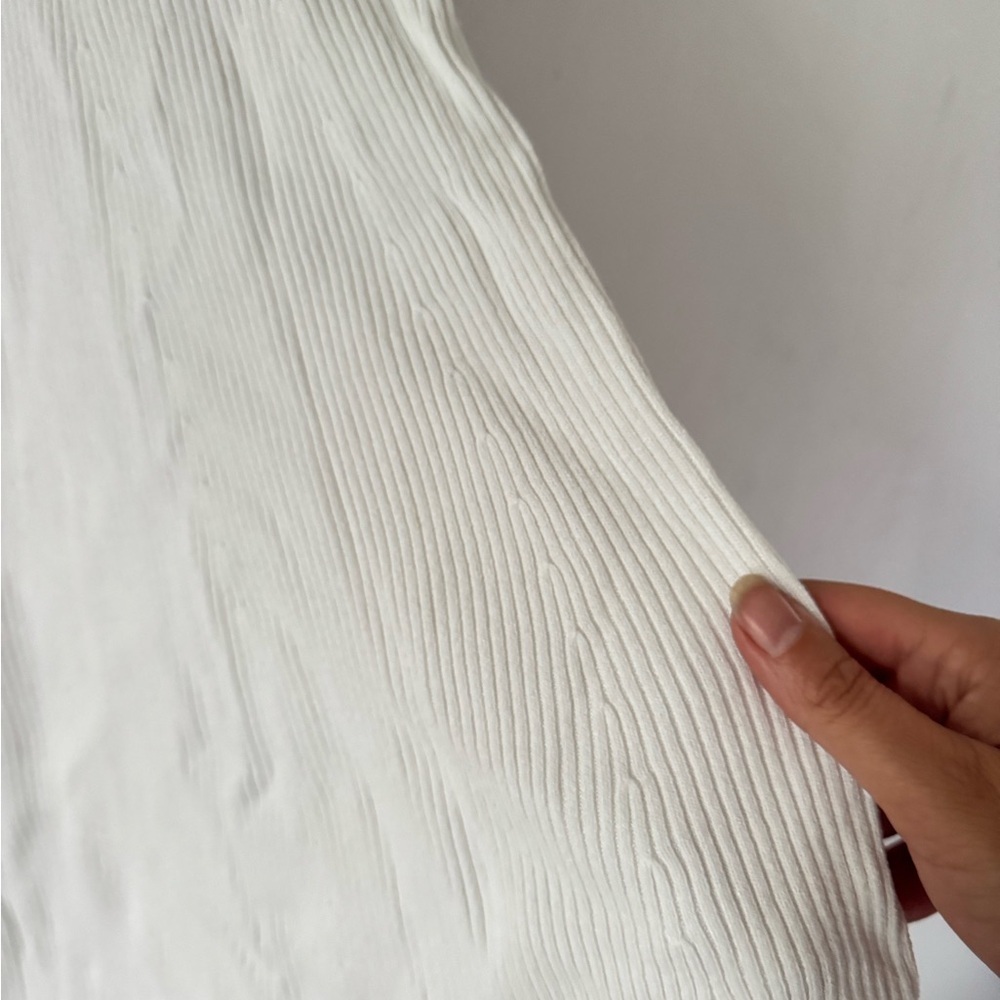 Mossimo Dutti Ribbed Knit White Sleeveless Dress with Key Hole Back Size Large - Picture 5 of 9